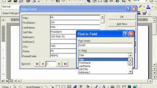 Word 2003 Tutorial Finding Records in a Data Form 2000 & 97 Microsoft Office Training Lesson 20.6