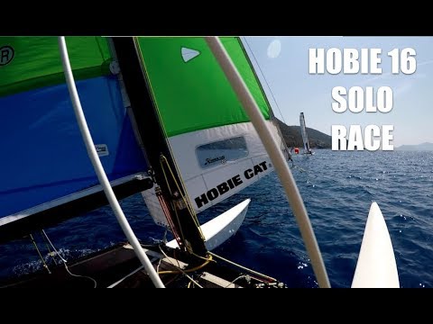 Racing the Hobie 16 solo, mixed fleet at Wildwind