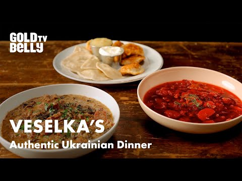 Veselka's Full Ukrainian Dinner: Soup, Goulash, Pierogi, and More | Support Ukraine