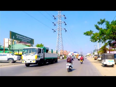 Phnom Penh Afternoon Traffic from Century Plaza Market Traffic Light to National Road 5