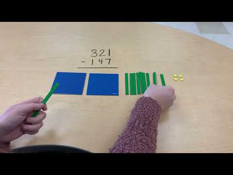 3 digit subtraction with regrouping using base 10