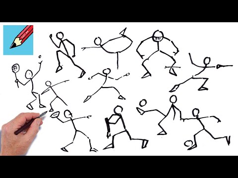 How to draw 18 Stickman Sport Poses Real Easy