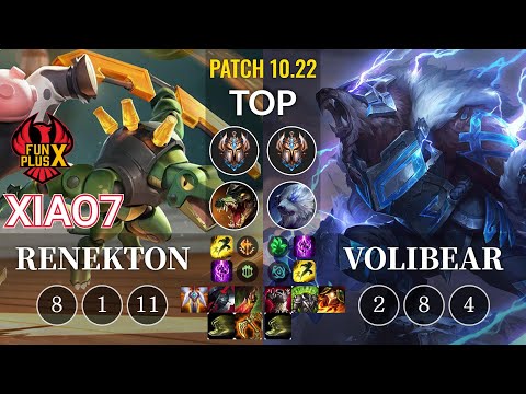 FPB xiao7 Renekton vs Volibear Top - KR Patch 10.22