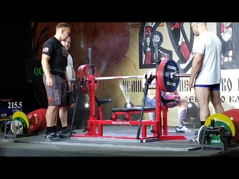 Inzarkin Dmitriy RAW bench press 215,5kg@93kg. New record of Russia.