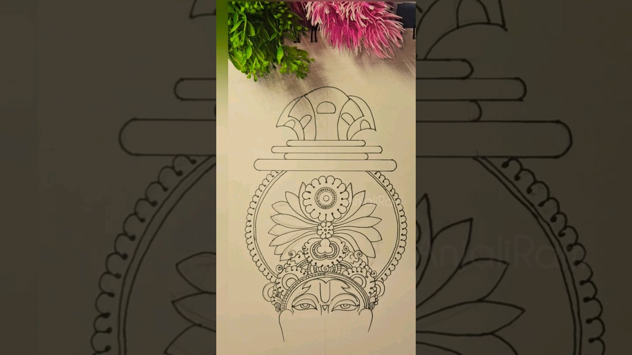 krishna kireetam in kerala mural Painting #keralamuralpainting #keralamural #keralamuralart