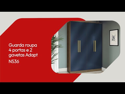 Guarda-Roupa 4 Portas 2 Gavetas Kappesberg Adapt Nogueira