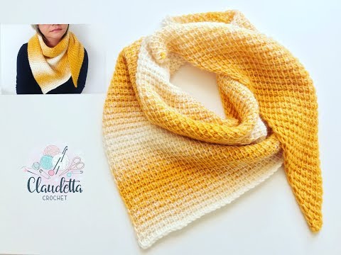 Tunisian Crochet Triangle Shawl / Beginners