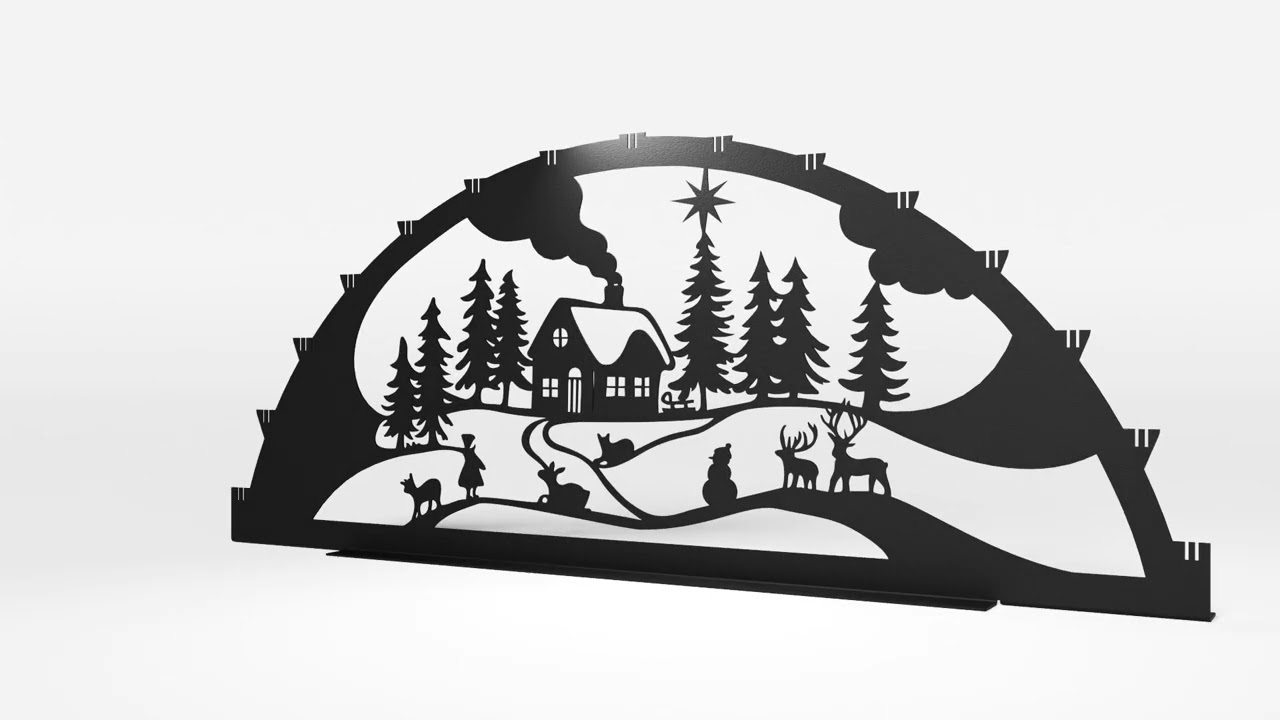 XXL Schwibbogen aus Metall | DSB1030 Winter-Motiv | Schwarz | für den Außenbereich Video