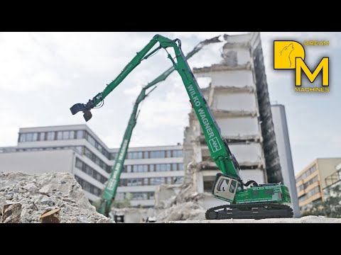 ABBRUCH HOCHHAUS LIEBHERR 954C LONGFRONT BAGGER BAUSTELLE OLYMPUS #6 SCHWERTRANSPORT DREAM MACHINES