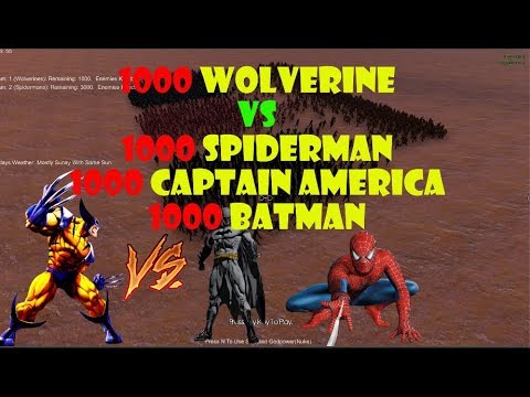 1000 WOLVERINE vs 1000 SPIDEY & 1000 BATMAN & 1000 CAPTAIN AMERICA