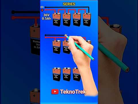 Battery Series vs Parallel: Voltage and Capacity Explained with 9V Batteries 🔋 #shorts