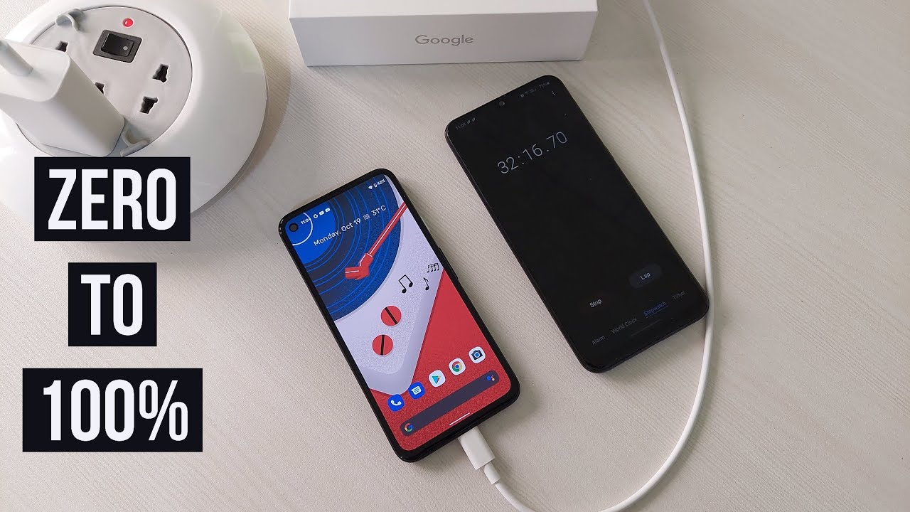 Google Pixel 4A Battery Charging Speed Test using 18 Watts Stock Charger!