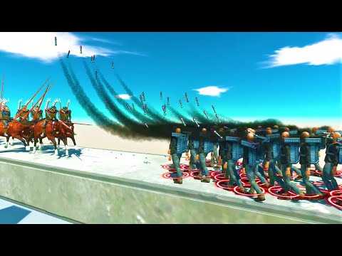 ANCIENT HUMAN ARMY VS MODERN HUMAN ARMY ON DEATH BRIDGE animal revolt battle simulator