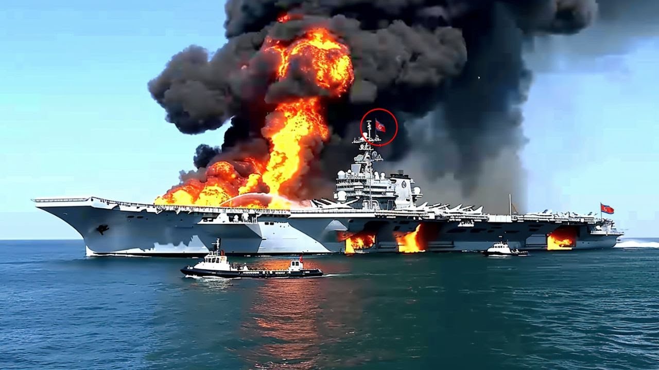 30 minutes ago! North Korean aircraft carrier containing 150 secret jets DESTROYED BY Ukrainian F-16