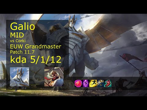 Galio vs Corki Mid - EUW Grandmaster 5/1/12 Patch 11.7 Gameplay