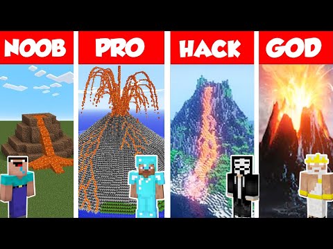 Minecraft NOOB vs PRO vs GOD: VOLCANO HOUSE BUILD CHALLENGE in Minecraft / Animation