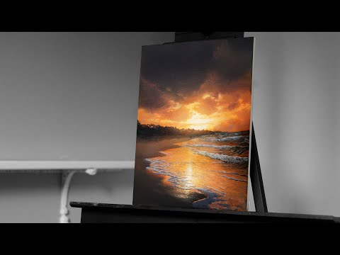 Painting an Ocean Beach Sunset with Acrylics - Paint with Ryan