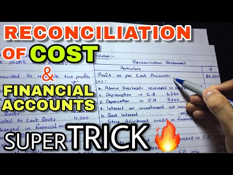 #1 Reconciliation of Cost & Financial Accounts - Problem 1 - B.COM / BBA / CMA - By Saheb Academy