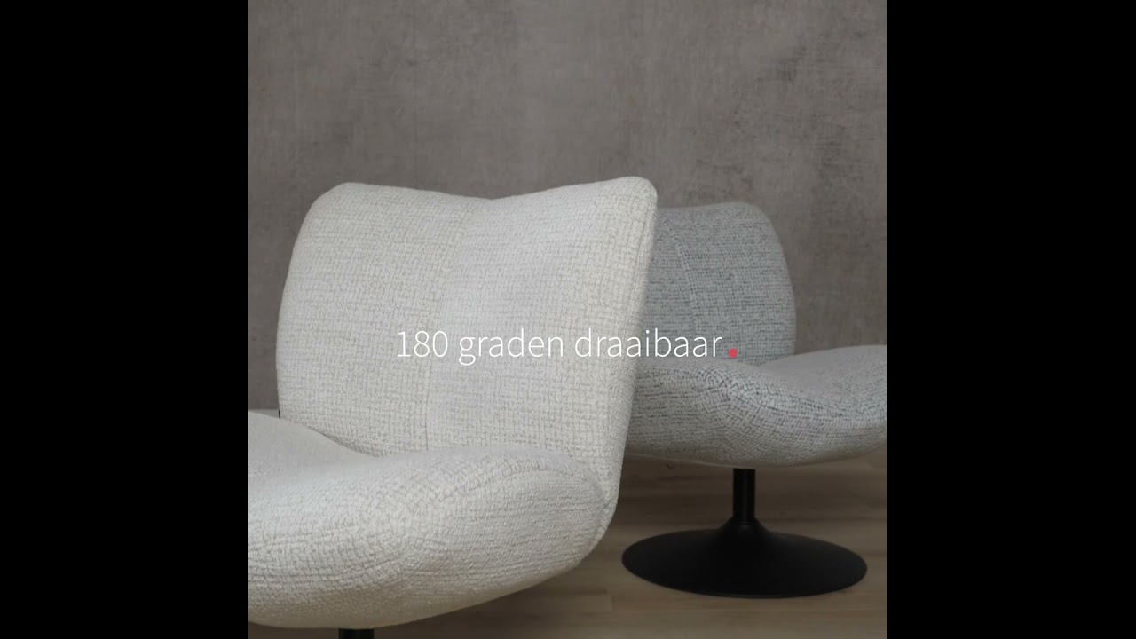 Draaifauteuil Moira gemêleerde stof zwart