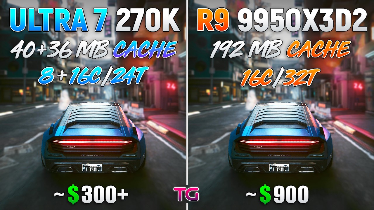 Ultra 7 270K Plus vs Ryzen 9 9950X3D2 - Test in 10 Games