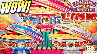 🚨NEW🚨 DANCING DRUMS🥁LINK TRIPLE POTS MULTIPLIERS BIG WIN SLOT MACHINE (L&W) LAS VEGAS G2E 2024