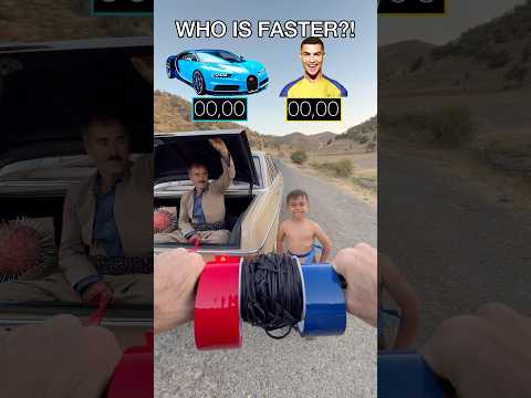 Mini Cristiano or Bugatti?! Who Is Faster?! #ronaldo #car #youtube #shorts