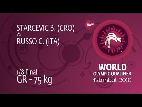 1/8 GR - 75 kg: B. STARCEVIC (CRO) df. C. RUSSO (ITA) by TF, 9-0