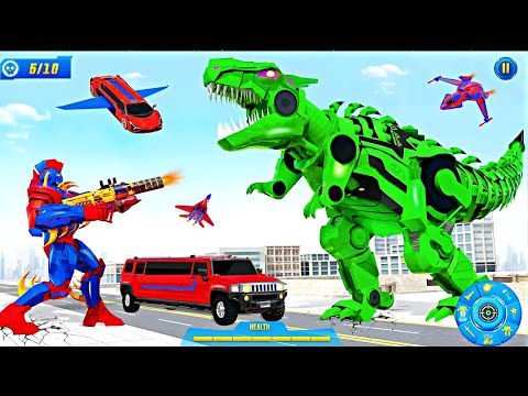 Limo Car Dino Robot Car Game - Fight Multi Robot Games in Mech Robot Car Games - Android Gameplay