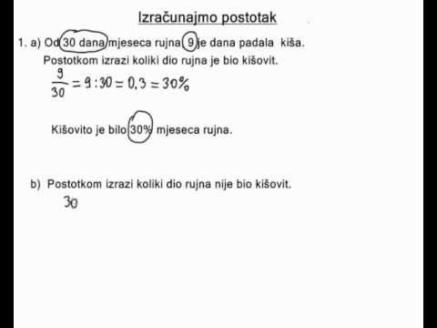 Kako izračunati postotak - 2. dio - Ako je 9 od 20 dana padala kiša, koliki je postotak kišnih dana?