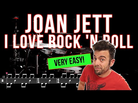 Joan Jett - I Love Rock 'N Roll - Drum cover (with scrolling drum score)