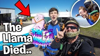 landon goes skydiving with fortnite llama - landon fortnite phone number