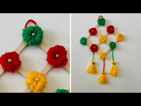 Easy Wall decoration with wool and ice cream sticks/ Craft with wool