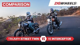 Triumph Street Twin vs Royal Enfield Interceptor | Is The Twin Thrice The Bike? | ZigWheels.com