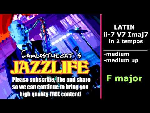 F Latin ii-7 V7 Imaj7 Play-a-long Jam Track in 2 Tempos