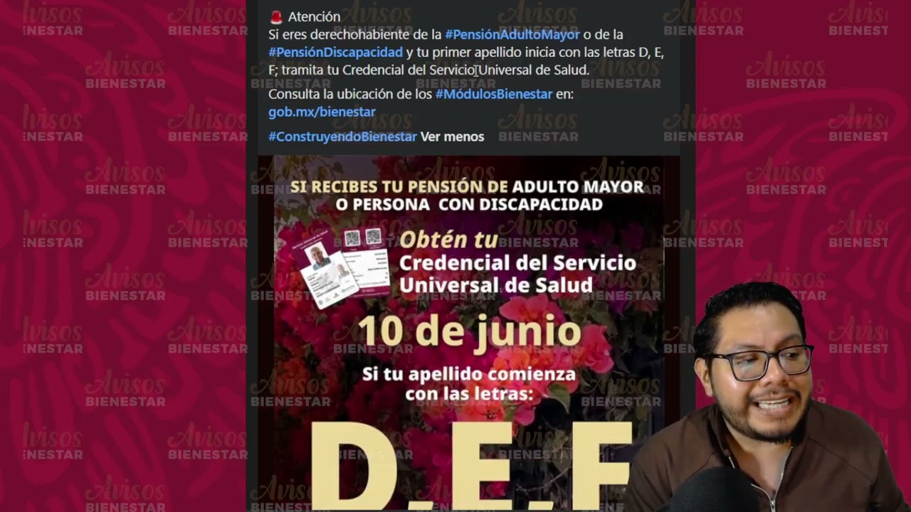 ¡TODOS CON LETRA D, E, F ! Pension adulto mayor y pension discapacidad ve por tu Credencial de Salud