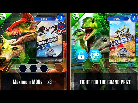 ELEMENTAL ONSLAUGHT PACK INDOMINUS REX VS RAJASTEGA VS SPINOTASUCHUS | JURASSIC WORLD THE GAME