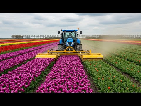 4 Billion Tulip Bulbs Are Harvested And Processed This Way | Farming Documentary