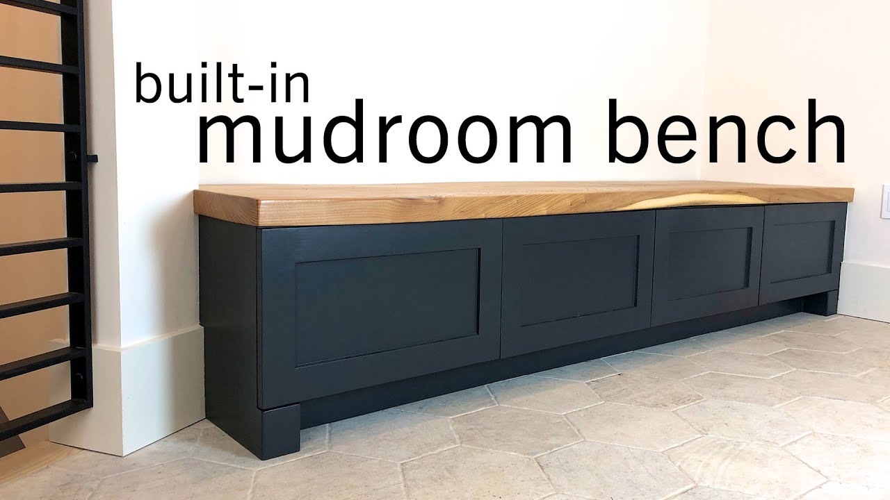 Watch video Built-In Mudroom Bench w/ Drawers & Slab Top Now Built-In Mudroom Bench w/ Drawers & Slab Top