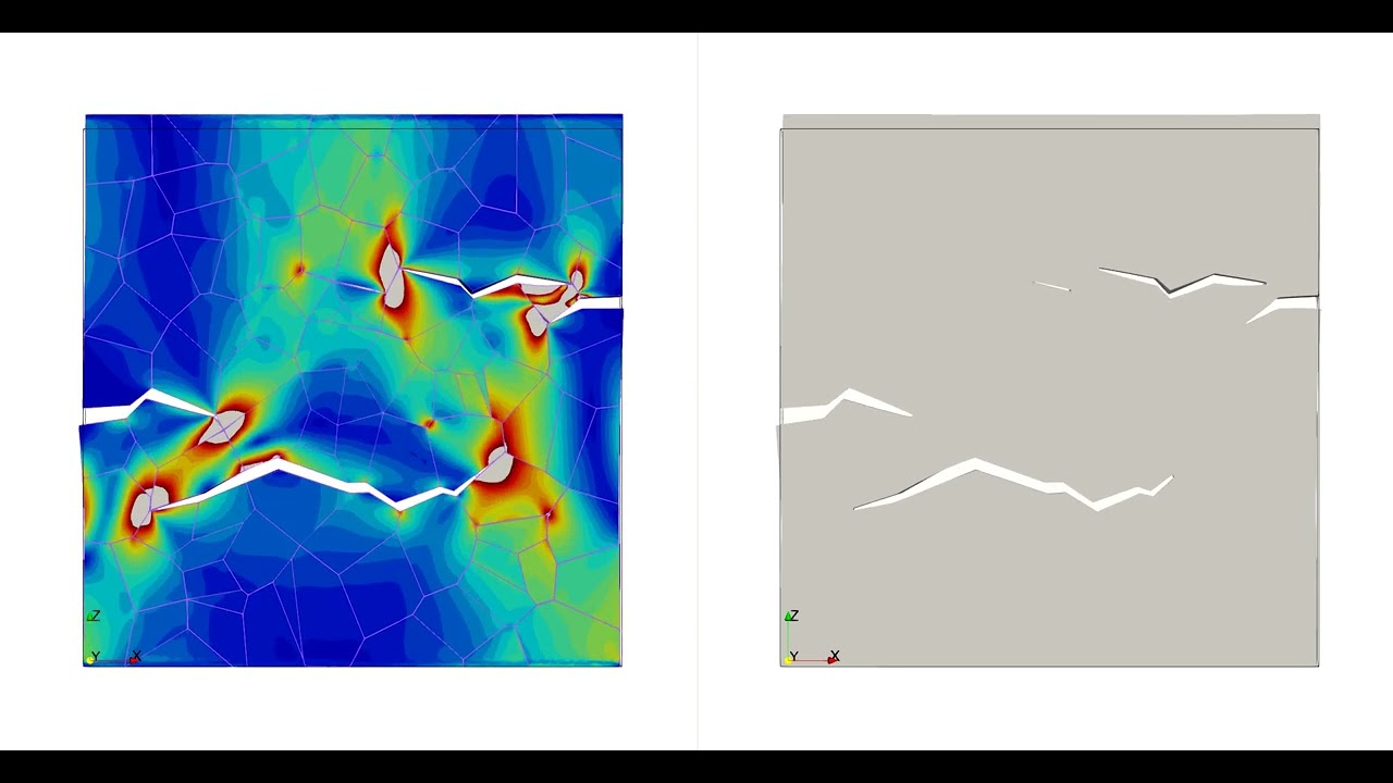 Simulation of Crack Initiation, Growth, and Failure in a Polycrystal Using Cohesive Finite Elements
