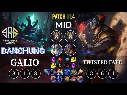 SRB Danchung Galio vs Twisted Fate Mid - KR Patch 11.4