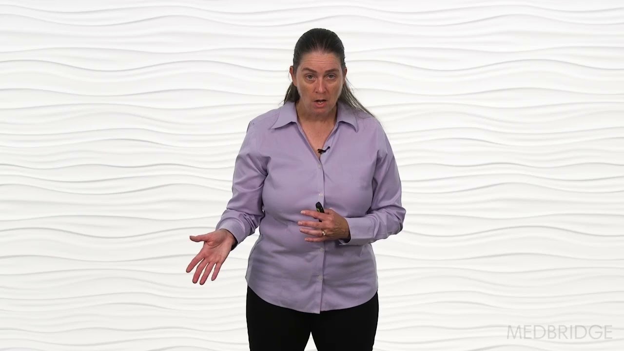 A person speaks about digital healthcare with a medbridge logo in front of a white background.