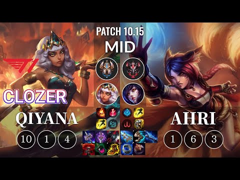 T1 Clozer Qiyana vs Ahri Mid - KR Patch 10.15