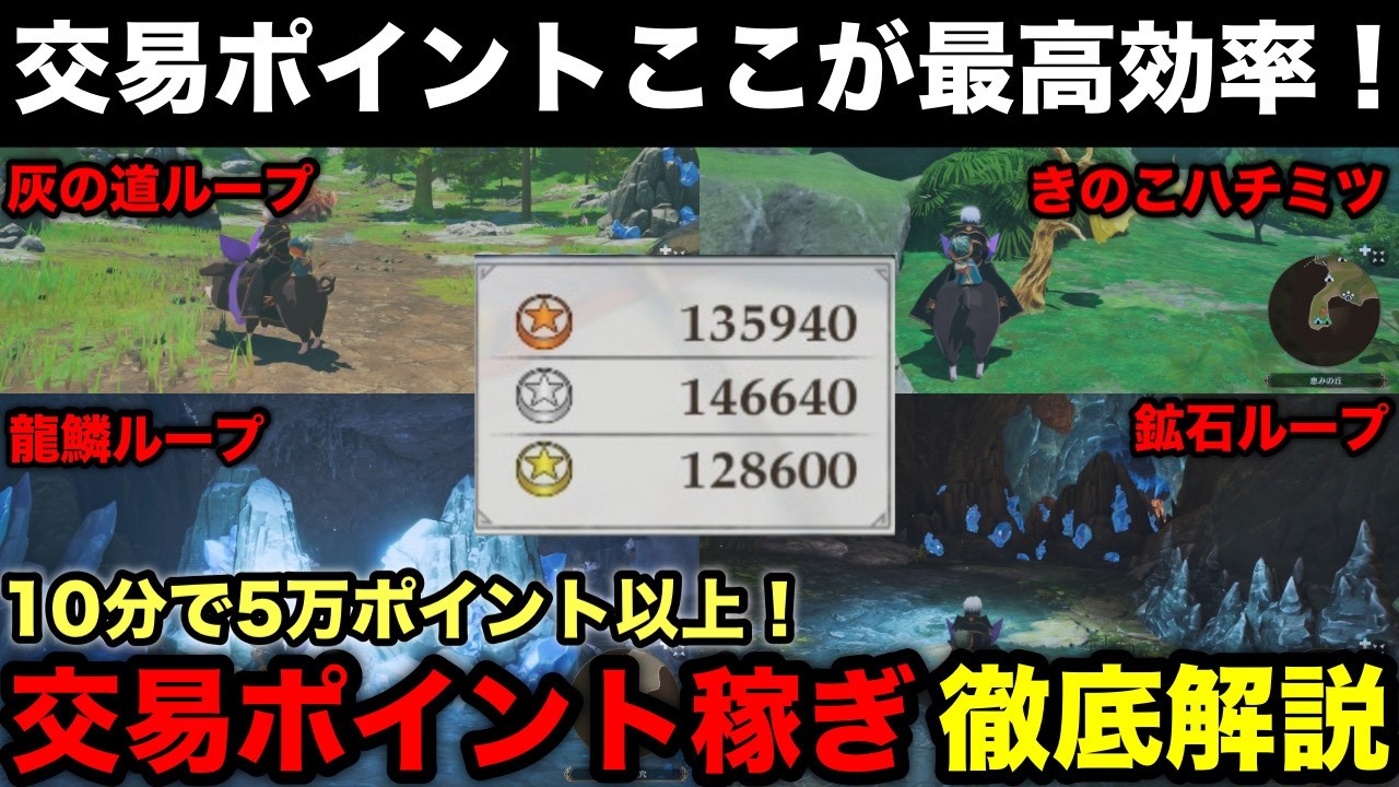 【モンハンストーリーズ3】交易ポイント稼ぎはこれで完璧！金銀銅それぞれの最高効率ポイント稼ぎを解説！【モンスターハンターストーリーズ3運命の双竜】