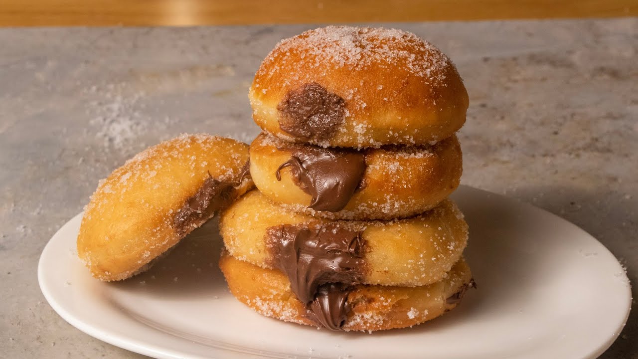 Nutella Bomboloni | Nutella Bomboloni recipe eggless | Nutella Stuffed Donuts | Nutella Doughnuts