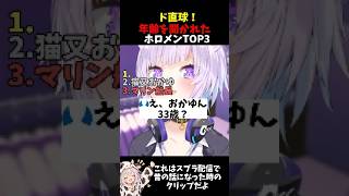 まさかの告白？年齢をド直球で聞かれたホロメンTOP3【ホロライブ/切り抜き/宝鐘マリン/猫又おかゆ/一条莉々華】