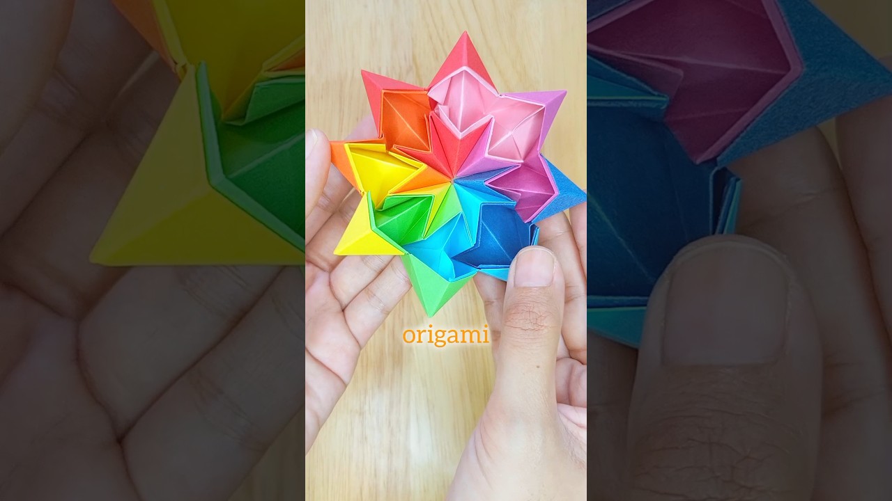 Rotating forever! DIY origami infinity star 🌟☀🌈 #origami #tutorial  #shorts