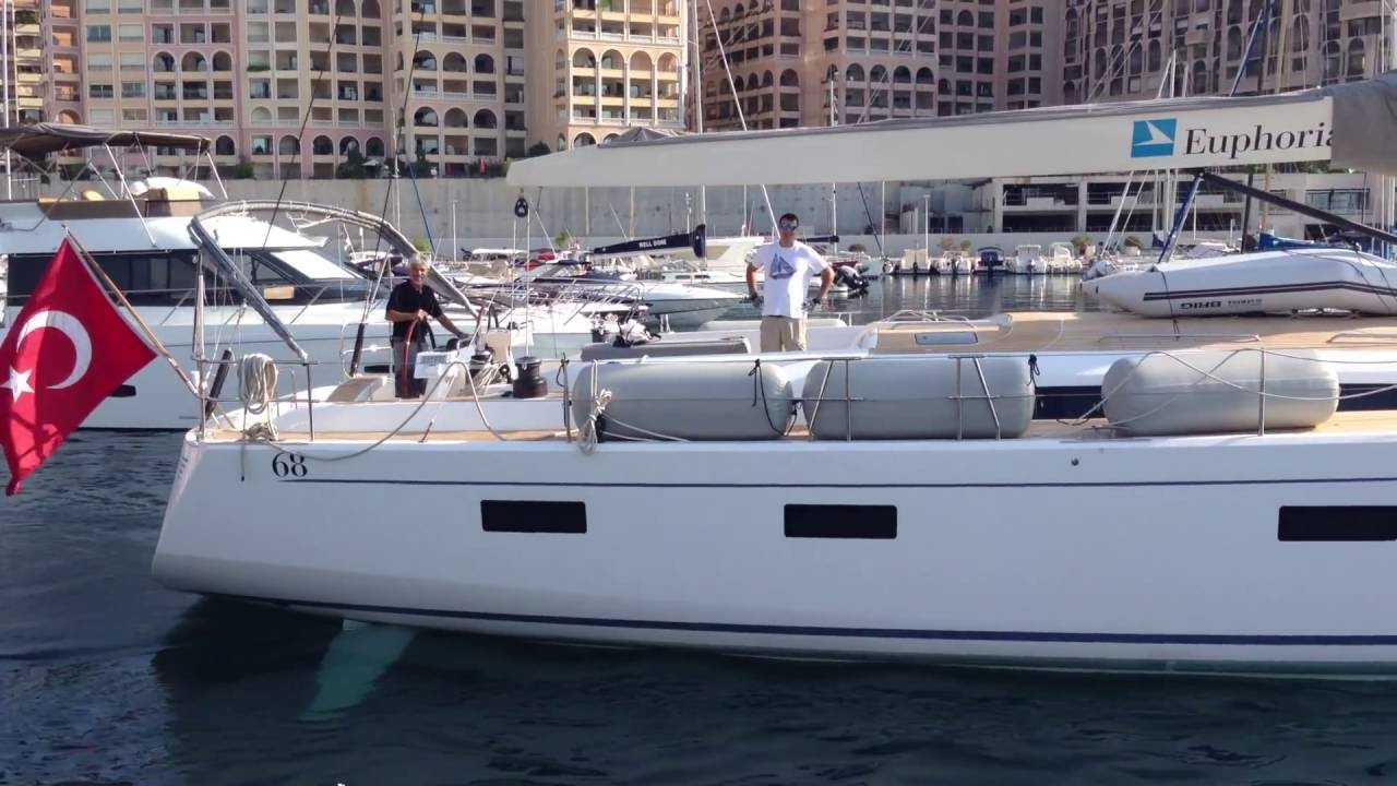 EUPHORIA 68 is leaving marina before sailing