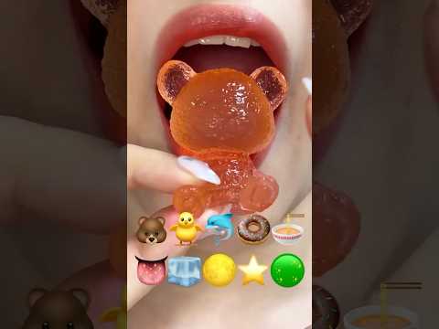 asmr EMOJI FOOD 🐻🐥🐬🍩🍜👅🧊🌕⭐️🟢eating sounds(sped up)