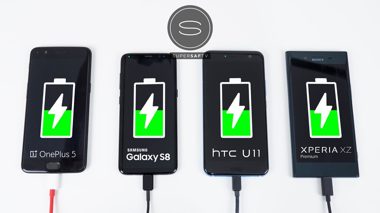 OnePlus 5 vs Galaxy S8 vs HTC U11 vs Xperia XZ Premium - Battery Charging SPEED Test