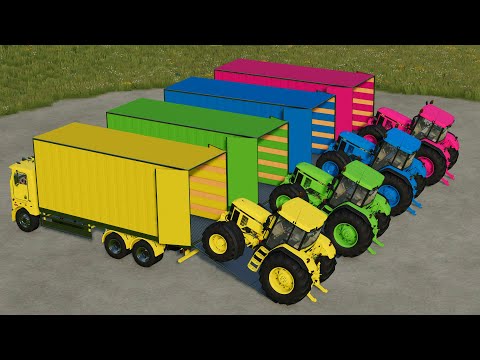Transport of Colors ! TRANSPORTING COLORED JOHN DEERE TRACTORS TO PARKOUR - Farming Simulator 22